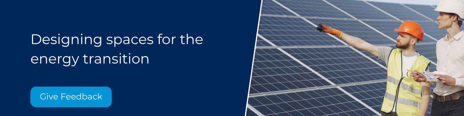 Picture with the text: "Designing spaces for the energy transition"